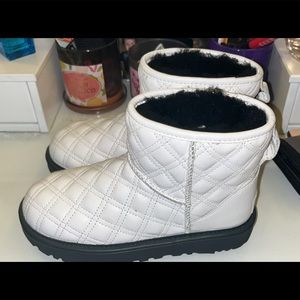 White leather UGG mini boots